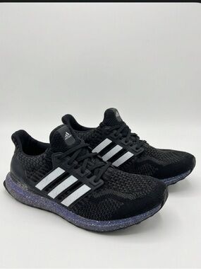 adidas Black Knit Sneakers with White Three-Stripes
